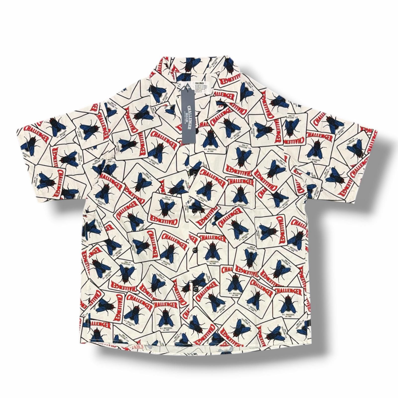 参考上代19800円 未使用 CHALLENGER S/S FLY SHIRT フライシャツ 総柄シャツ 開襟 総柄 チャレンジャー CLG-SH 024-005 ホワイト XL (8686M)