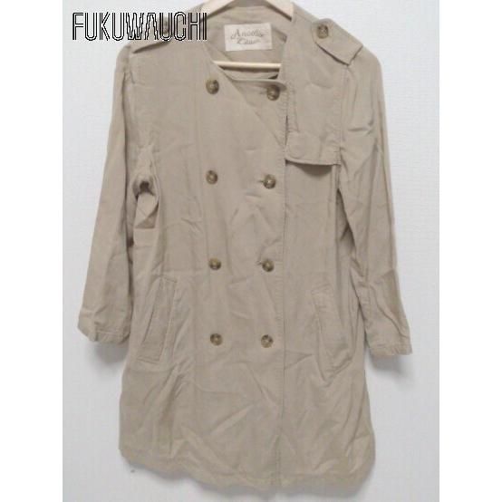 ◇ anather edition 薄手 ノーカラー トレンチ コート M ベージュ レディース 【中古】 【1002799008709】