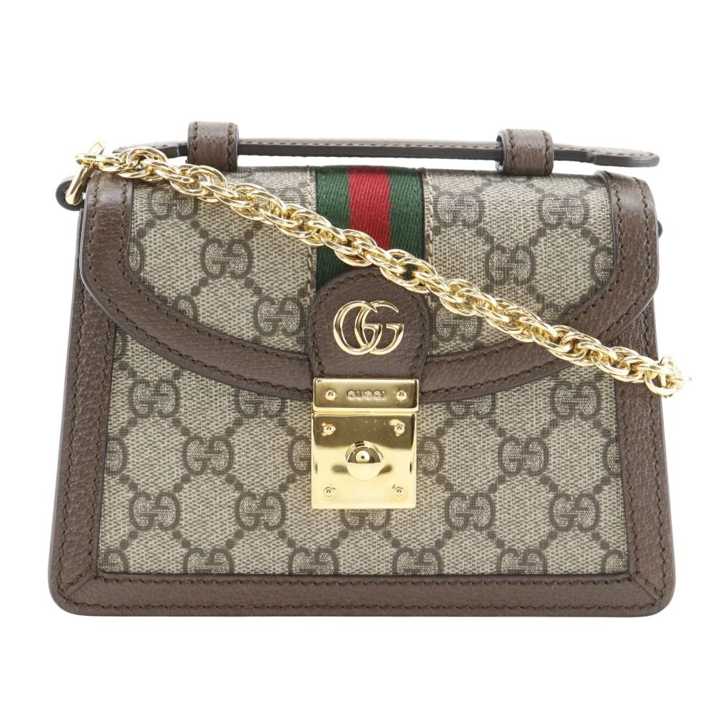 【GUCCI】グッチ オフィディア シェリーライン ミニチェーンショルダー 696180 GGスプリームキャンバス 茶 レディース ショルダーバッグ