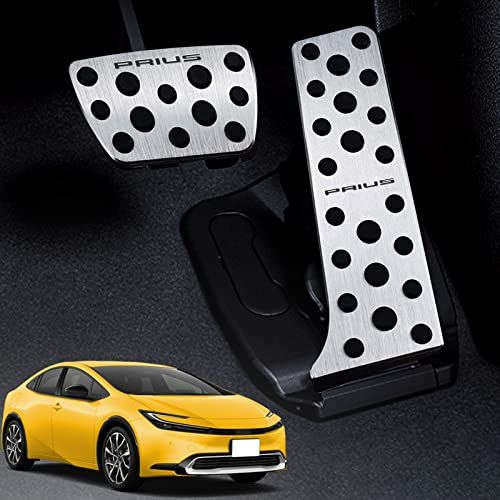 HUDIY（フーディ）新型プリウス アルミ合金フット ペダルカバー ブレーキペダル prius ZVW60 ZVW65 MXWH60 MXWH65 60系(2023年1月?現行) 内装 カスタム ドレスアップ 取付簡単 防キズ 防汚れ 安全運転 工具不要 kk