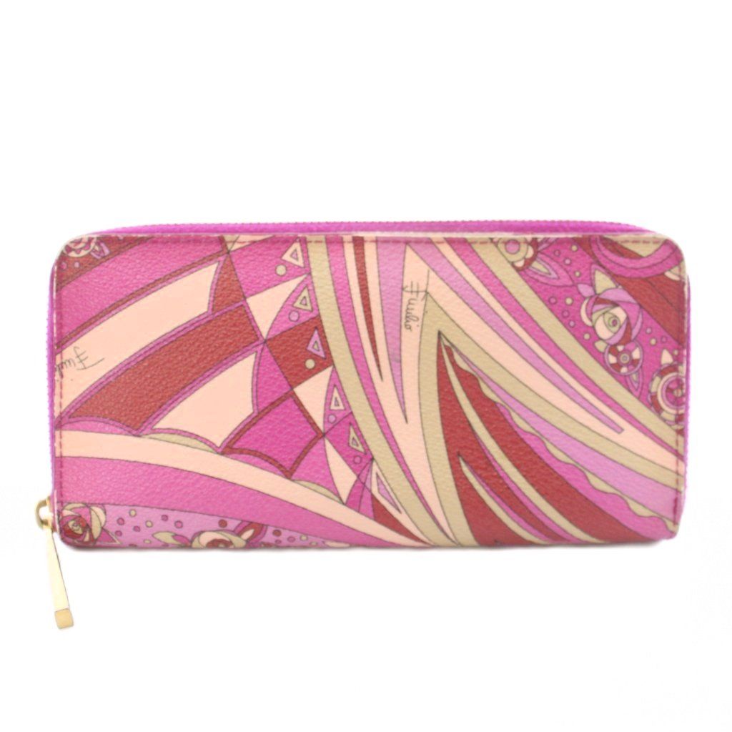 エミリオプッチ EMILIO PUCCI 長財布 ラウンドファスナー プッチ柄 総柄 ピンク /TK ■GY18