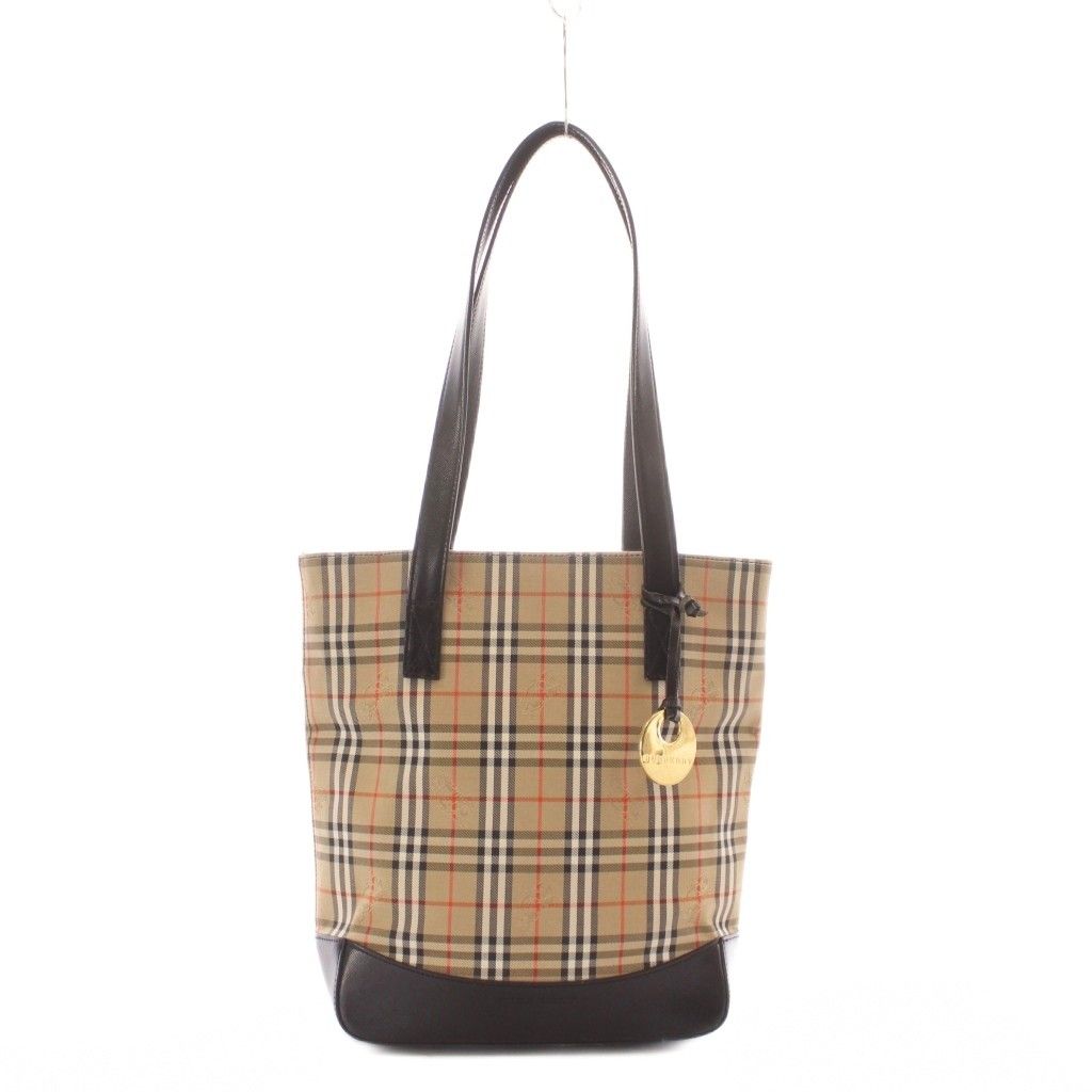 バーバリー BURBERRY ノバチェック シャドーホース トートバッグ チェック柄 ベージュ 黒 ブラック 赤 レッド チャーム付 ■GY18 /RI ■OS