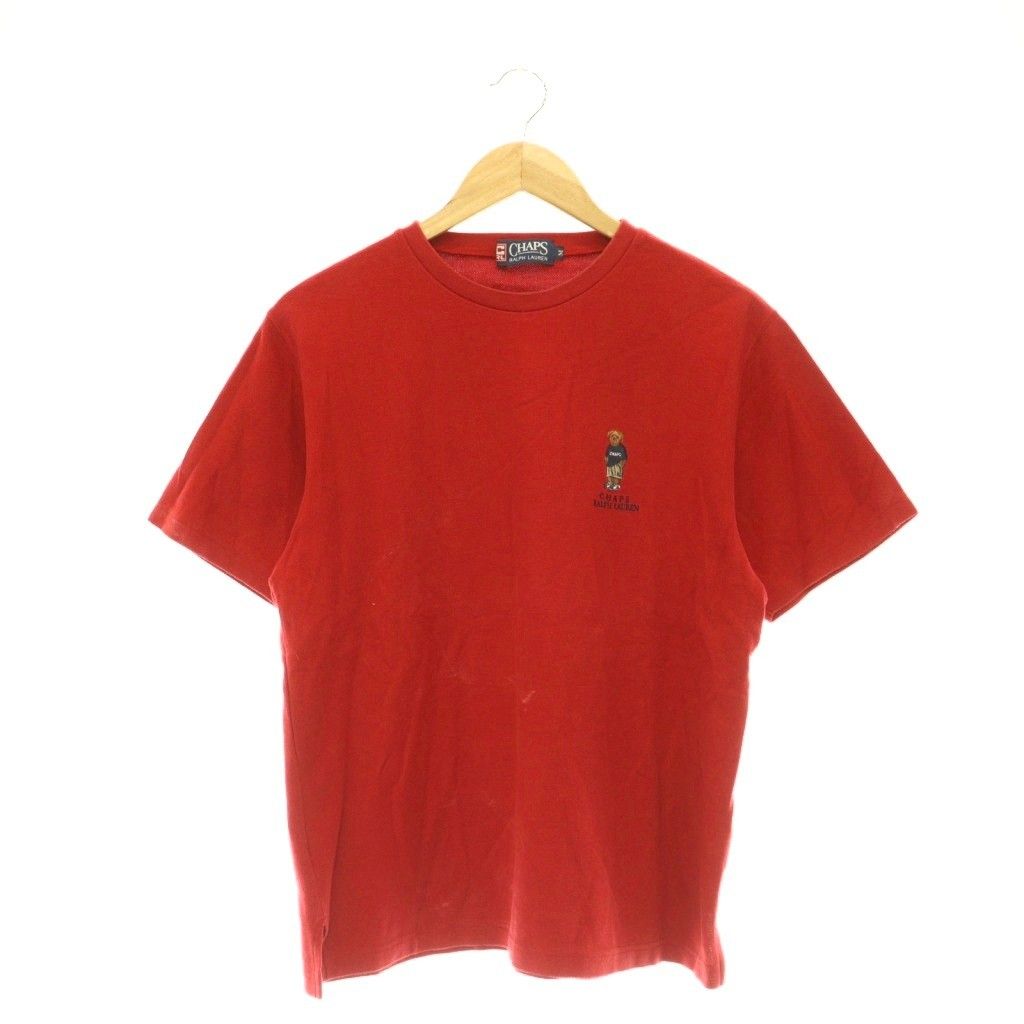 チャップス CHAPS ラルフローレン RALPH LAUREN Tシャツ 半袖 クルーネック ポロベア 刺繍 M レッド /CX ■GY28