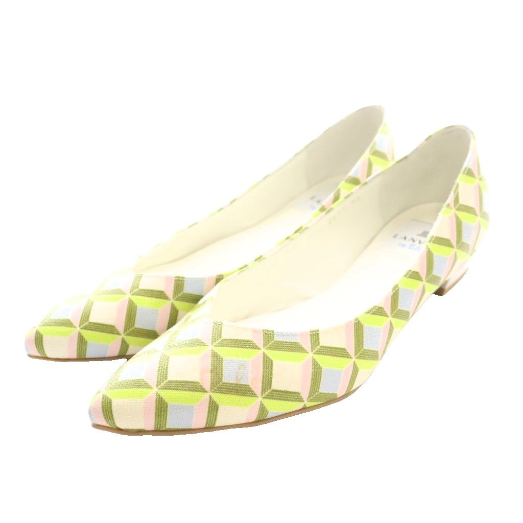 ランバン LANVIN ポインテッドトゥパンプス 総柄 23cm マルチカラー ベージュ ライトグリーン /SS ■OS ■GY18
