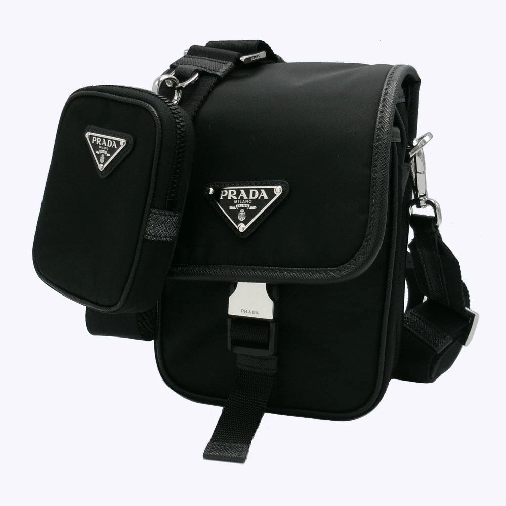 【新品】プラダ バッグ ショルダーバッグ PRADA ナイロン トライアングル ロゴ クロスボディバッグ ミニポーチ付き 斜め掛け 2VD043 TESSUTO+SAFFIANO NERO (ブラック) アウトレット メンズ 送料無料