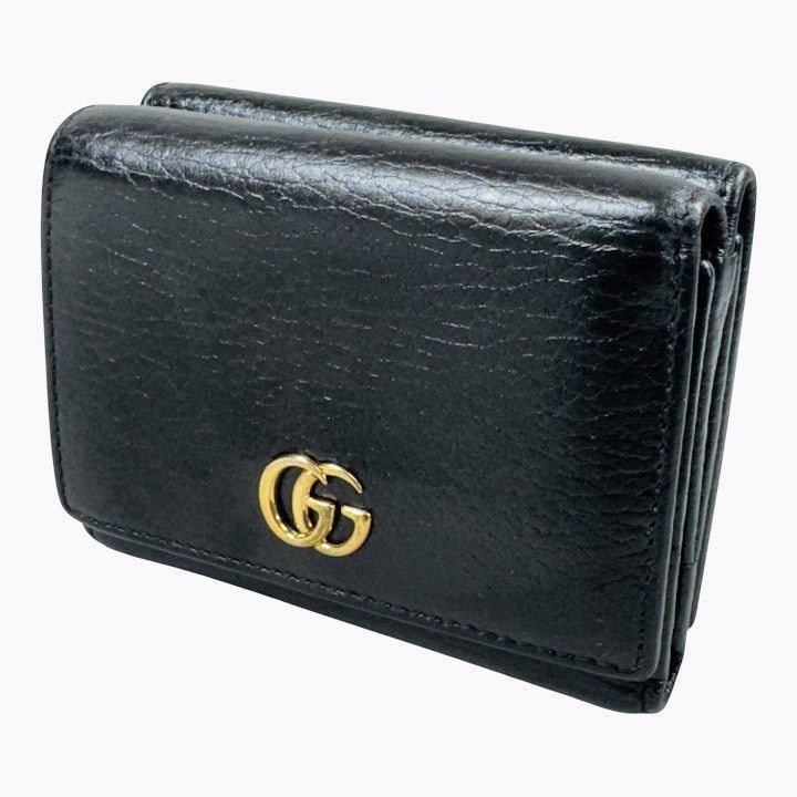 美品】GUCCI グッチ GGマーモント コンパクト Wホック 三つ折り 財布 