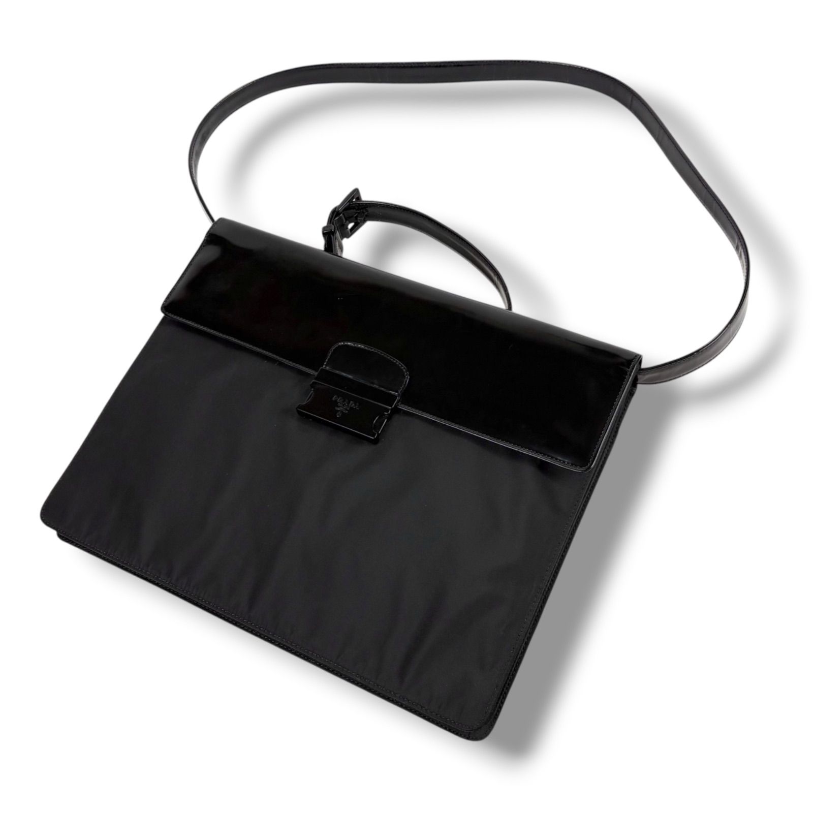 プラダ PRADA 2WAY 型押しロゴ ビジネスバッグ ショルダーバッグ 