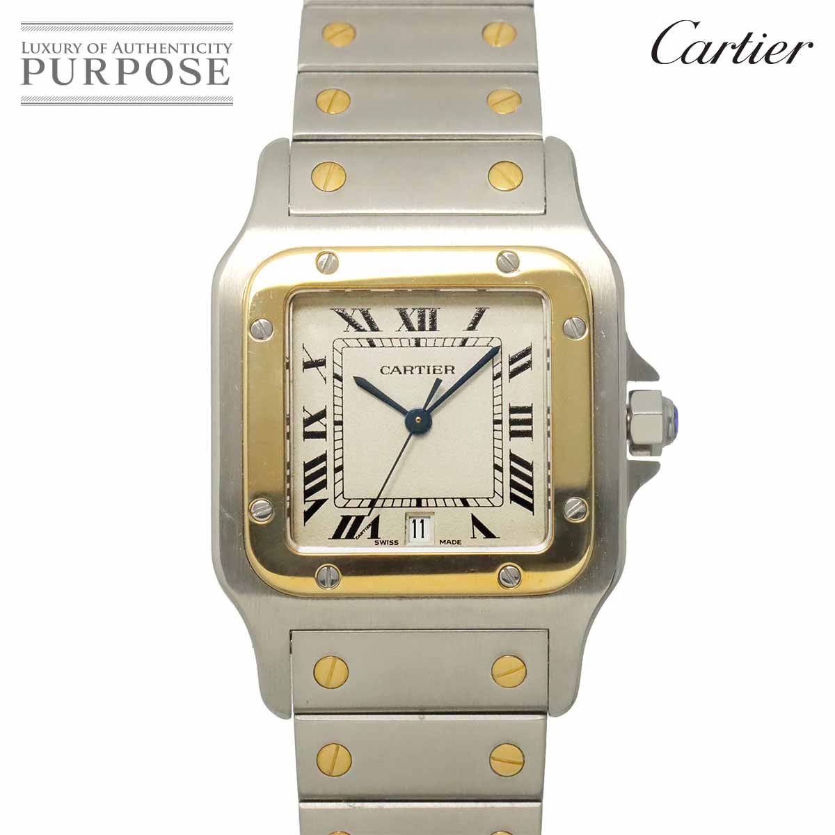 カルティエ Cartier サントスガルベLM W20011C4 コンビ メンズ 腕時計 デイト YG イエローゴールド ウォッチ Santos Galbee 90323508