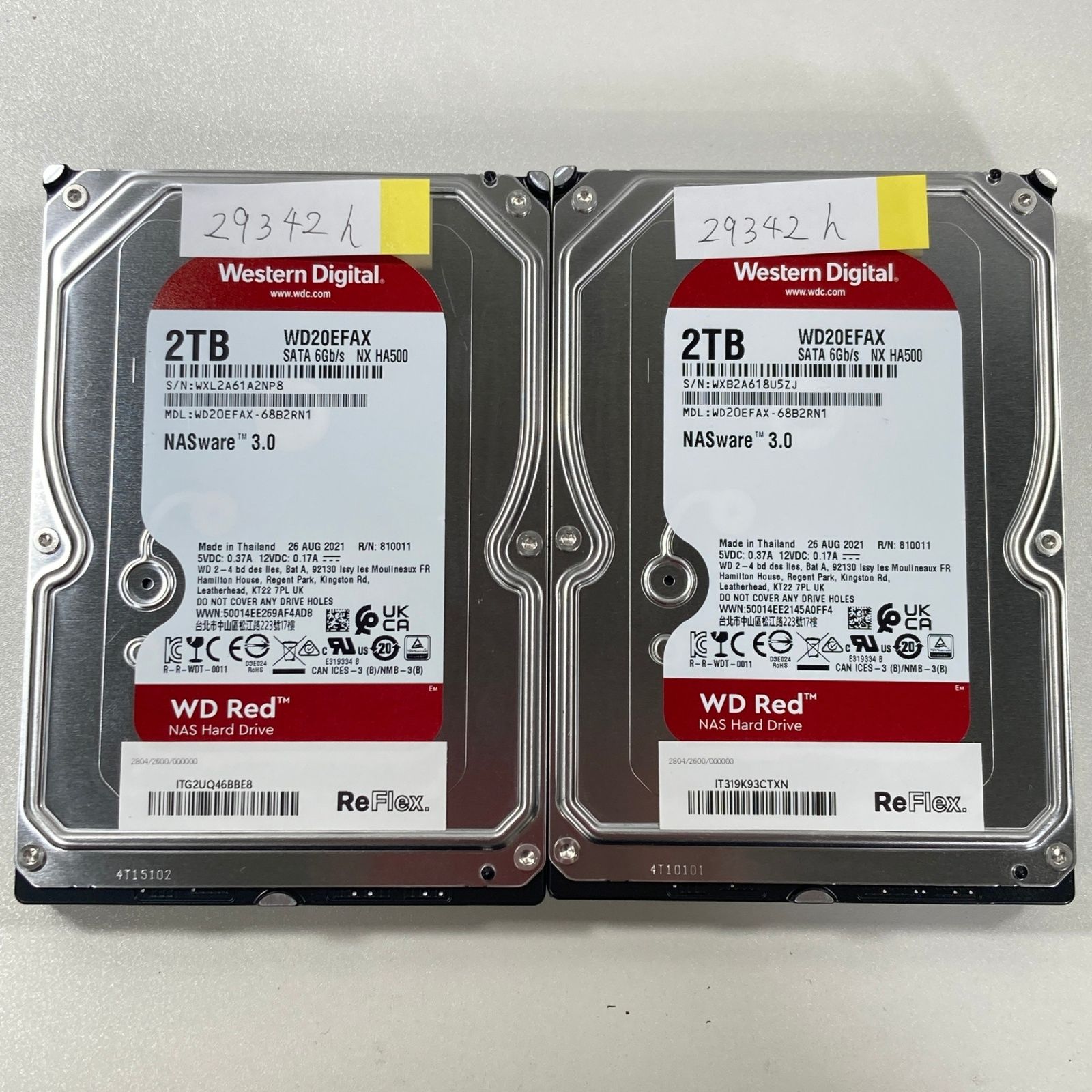 【中古】 Western Digital WD20EFAX 2TB 2枚セット(データ削除済み)