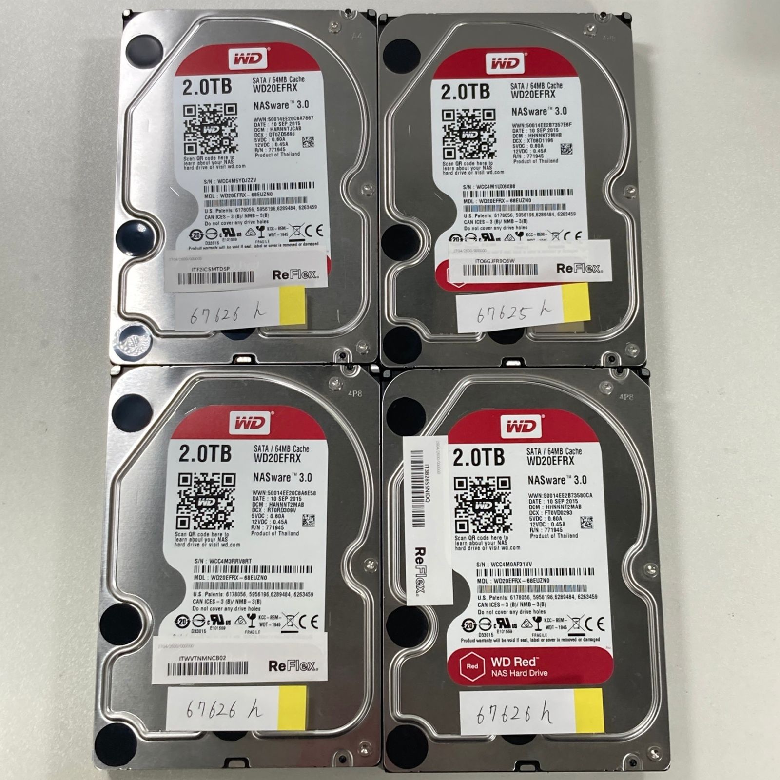 中古 WD20EFRX 2TB HDD 4枚セット 動作確認済 - メルカリ