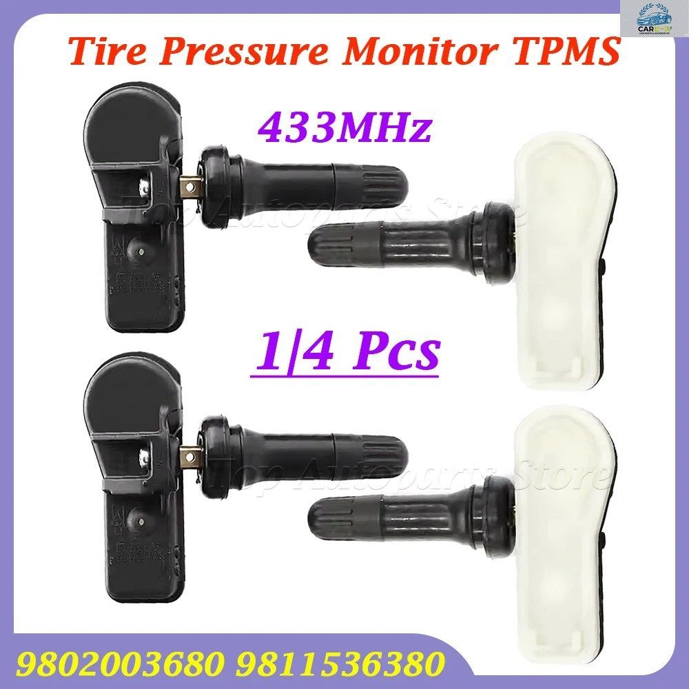 1/4個 9802003680 9811536380 シトロエン DS4 DS5 C4 C5 プジョー 207 301 308 408 508 3008 用 TPMS タイヤ空気圧モニターセンサー