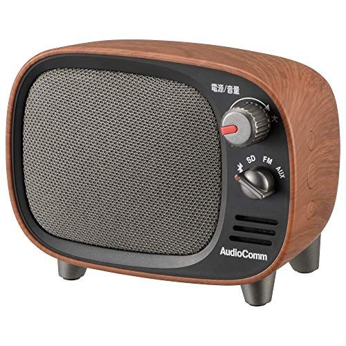 オーム電機 AudioComm Bluetoothワイヤレススピーカー レトロ 木目調ブラウン ASP-W900Z-WK 03-0397 OHMts