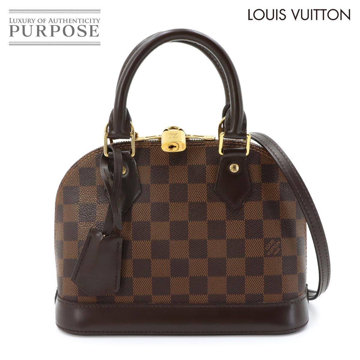新品同様 ルイ ヴィトン LOUIS VUITTON ダミエ アルマ BB 2way ハンド ショルダー バッグ エベヌ N41221 ゴールド 金具 90321879