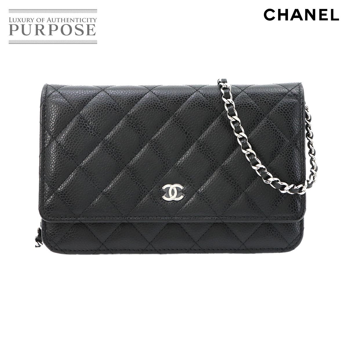 未使用 展示品 シャネル CHANEL マトラッセ クラシック チェーン ウォレット 長財布 キャビアスキン ブラック AP0250 90322259