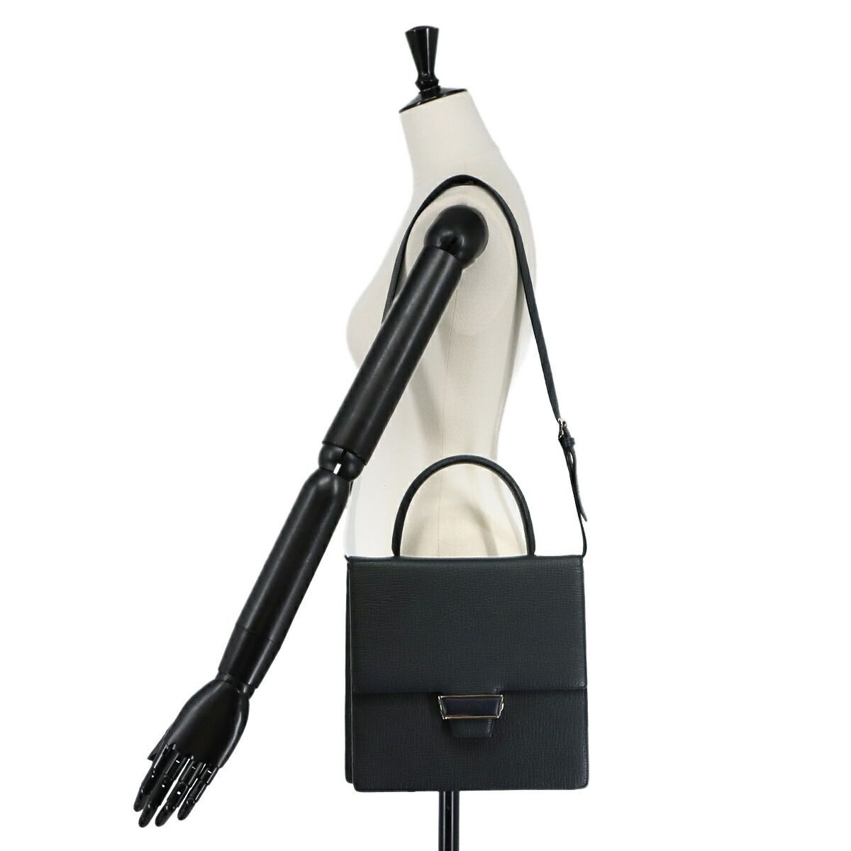 美品 ロエベ LOEWE 2way ハンド ショルダー バッグ レザー ブルー系