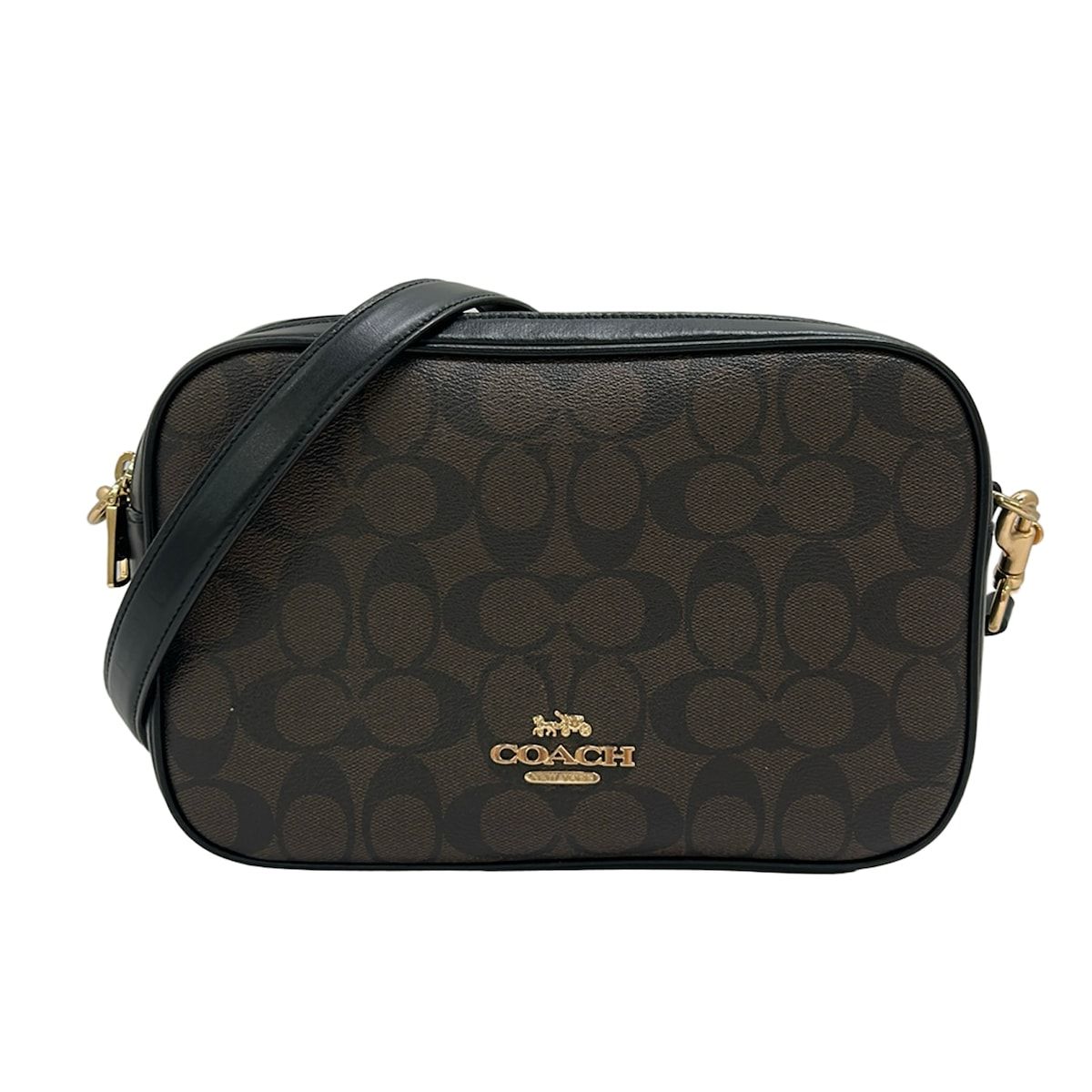 COACH(コーチ) ショルダーバッグ シグネチャー柄 F68168 ダークブラウン×黒 レザー