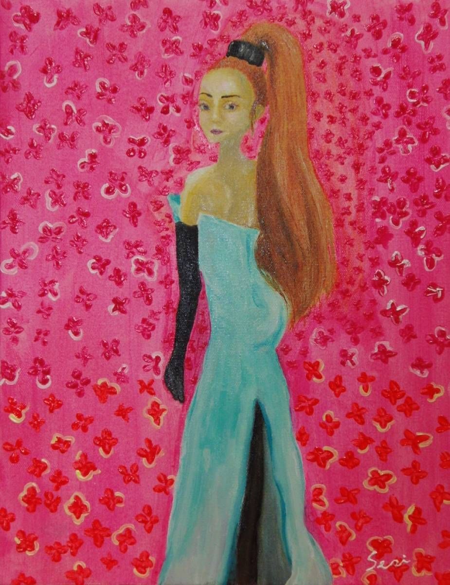 ≪国美協≫SERI・せり、『パーティーへ』、油彩画、F6号：40,9×31,8cm、、油絵一点物、新品高級油彩額付、直筆サイン・真作保証付