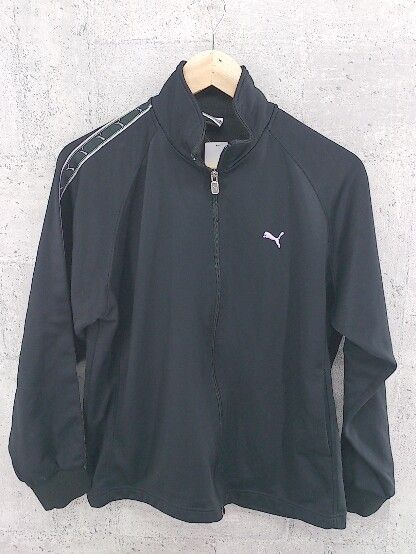 ◇ Puma プーマ ロゴ 長袖 ジップアップ ジャケット L ブラック　 * 【1002797432322】