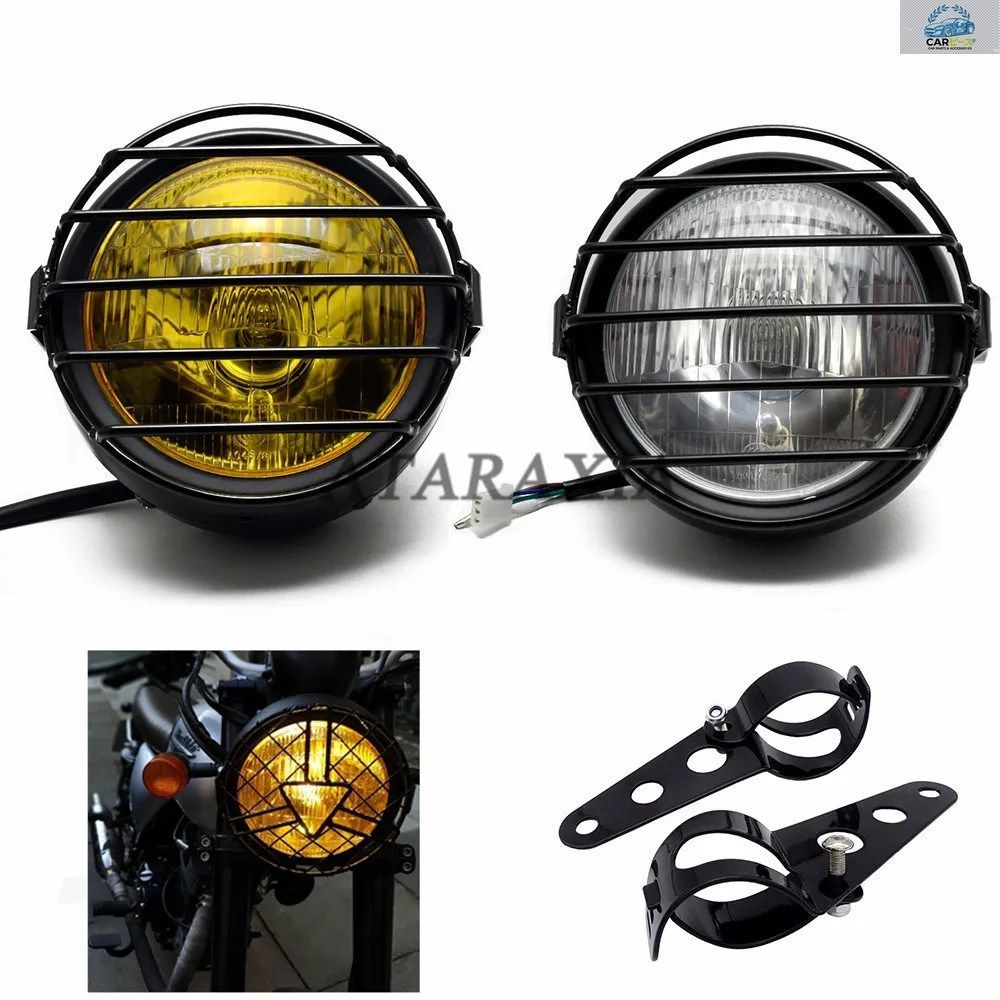 12V ユニバーサル オートバイ ビンテージ リフィット ヘッドライト バイク ヘッドランプ ラウンド スポットライト モーター フロントライト