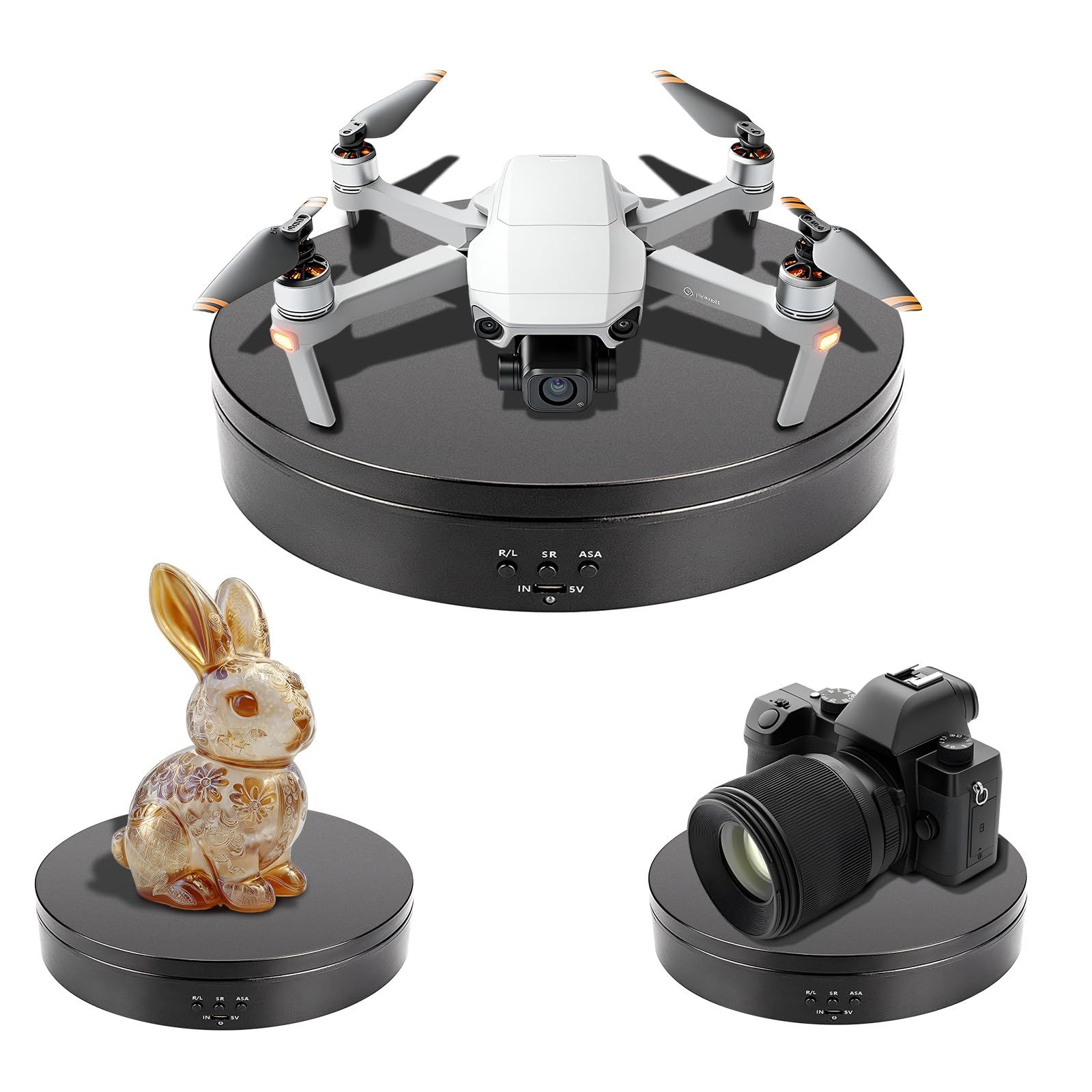ターンテーブル フィギュア回転台 360度電動回転 高速低速切替え 方向角度が調整可能 展示用 撮影用 低消費電力 耐荷重5KG 195mm直径 (? )wb 760403e9 5,358円