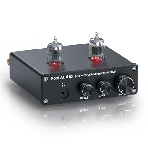 Fosi Audio BOX X4フォノプリアンプ＆ヘッドフォンアンプ 6J1真空管搭載 MMターンテーブル用蓄音機用プリアンプ レコードプレーヤー用プリアンプ ボリューム・ベース・トレブルコントロール付き Hi-Fiプリアンプwb 7b991bd5
