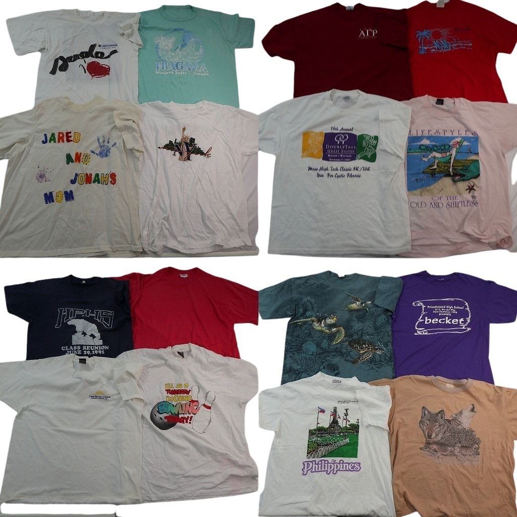 古着卸 まとめ売り シングルステッチ Tシャツ 16枚セット ( メンズ XL ) アニマル 動物 ワンポイント 英文字プリント カメ 中古古着 NE7482