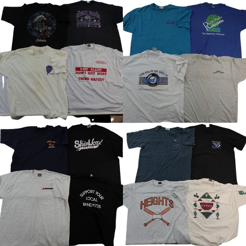 古着卸 まとめ売り シングルステッチ Tシャツ 16枚セット ( メンズ 2XL ) カレッジ風 ワンポイント 英文字プリント 中古 古着 NE7486