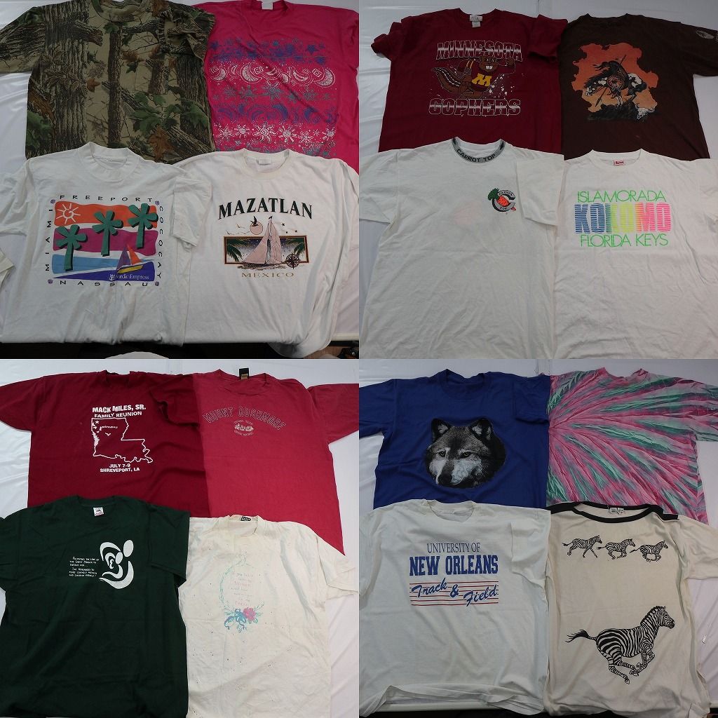 古着卸 まとめ売り シングルステッチ Tシャツ 16枚セット ( メンズ 2XL ) リアルツリー柄 タイダイ柄 アニマル 動物 中古 古着 NE7488