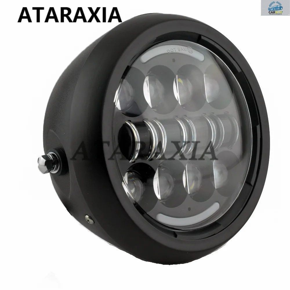 ハーレー スポーツスター XL883 カフェレーサー用 新型ラウンド 7.5インチ LED オートバイヘッドライト HILO ヘッドランプバルブ DRL エン