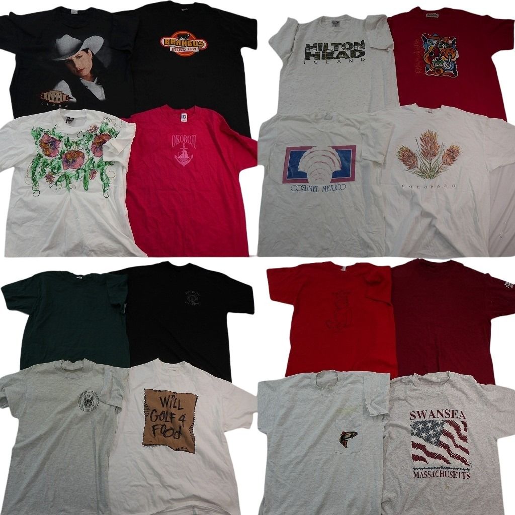 古着卸 まとめ売り シングルステッチ Tシャツ 16枚セット ( メンズ XL ) ラッセル 人物 アニマル フィッシュ ワンポイント 中古古着 NE7490