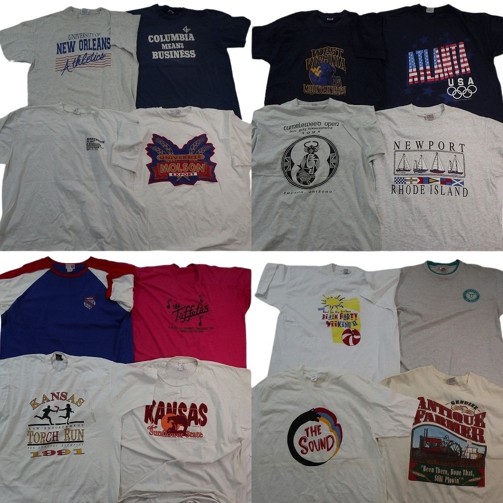 古着卸 まとめ売り シングルステッチ Tシャツ 16枚セット ( メンズ XL ) トリコロールカラー ワンポイント 英文字プリント 中古古着 NE7492