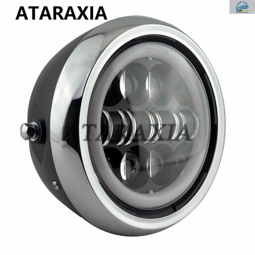 7.5インチ オートバイ用ヘッドライト 7.5インチ ラウンド ヘッドランプ ディスタンスライト カフェレーサー XL883 1200 LED ヘッドライト
