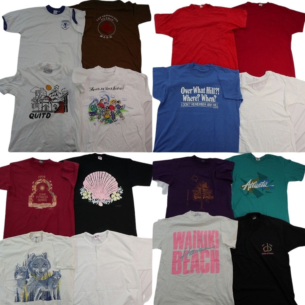 古着卸 まとめ売り シングルステッチ Tシャツ 16枚セット ( メンズ L ) リンガーT アニマル 動物 英文字プリント 中古 古着 NE7496