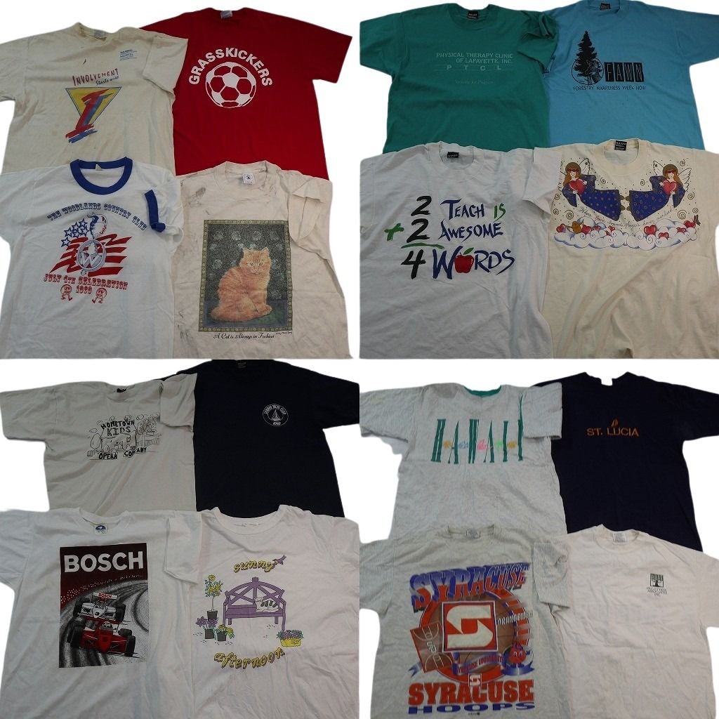 古着卸 まとめ売り シングルステッチ Tシャツ 16枚セット ( メンズ L ) リンガーT アニマル 動物 ネコ レーシング 中古 古着 NE7498