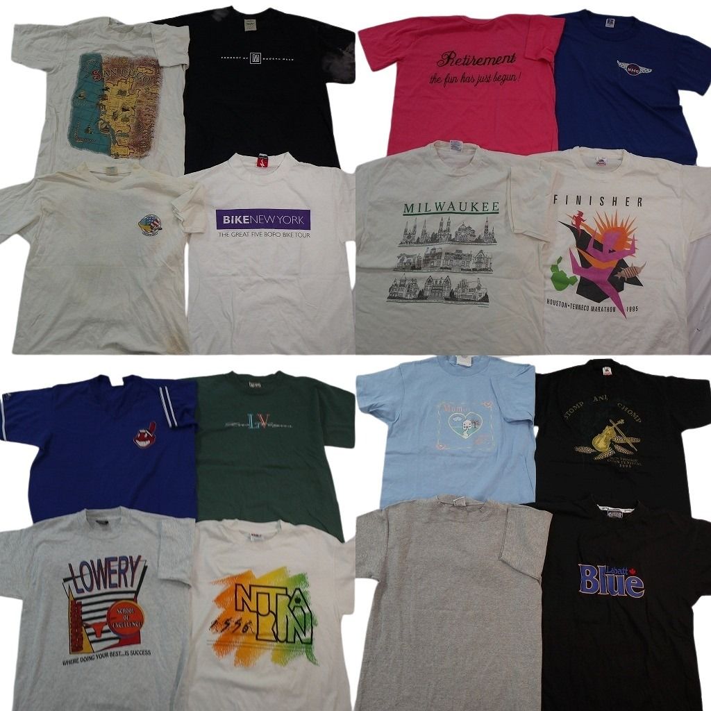 古着卸 まとめ売り シングルステッチ Tシャツ 16枚セット ( メンズ M/L ) ラッセル プロチーム MLB 中古 古着 NE7500