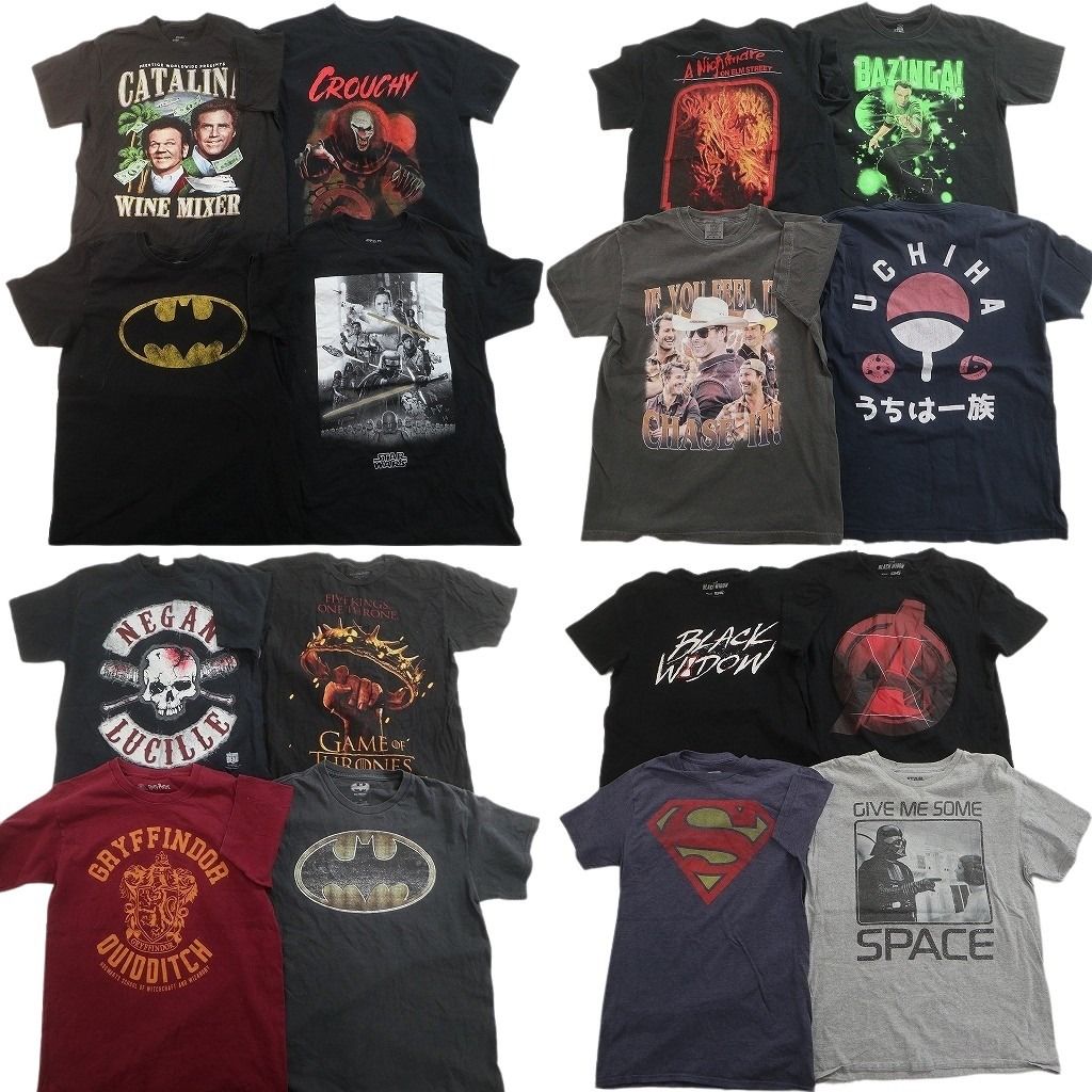 古着卸 まとめ売り 映画・ドラマ Tシャツ 16枚セット ( メンズ M ) ホラー 人物 ハリーポッター マーベル ナルト 中古 古着 NE7502