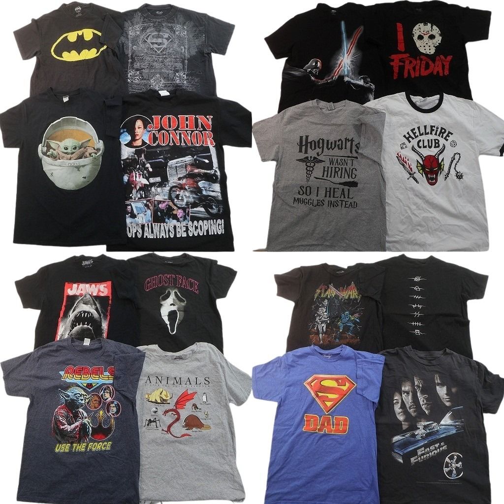 古着卸 まとめ売り 映画・ドラマ Tシャツ 16枚セット ( メンズ M ) スターウォーズ マーベル ワイルドスピード 人物 中古 古着 NE7504