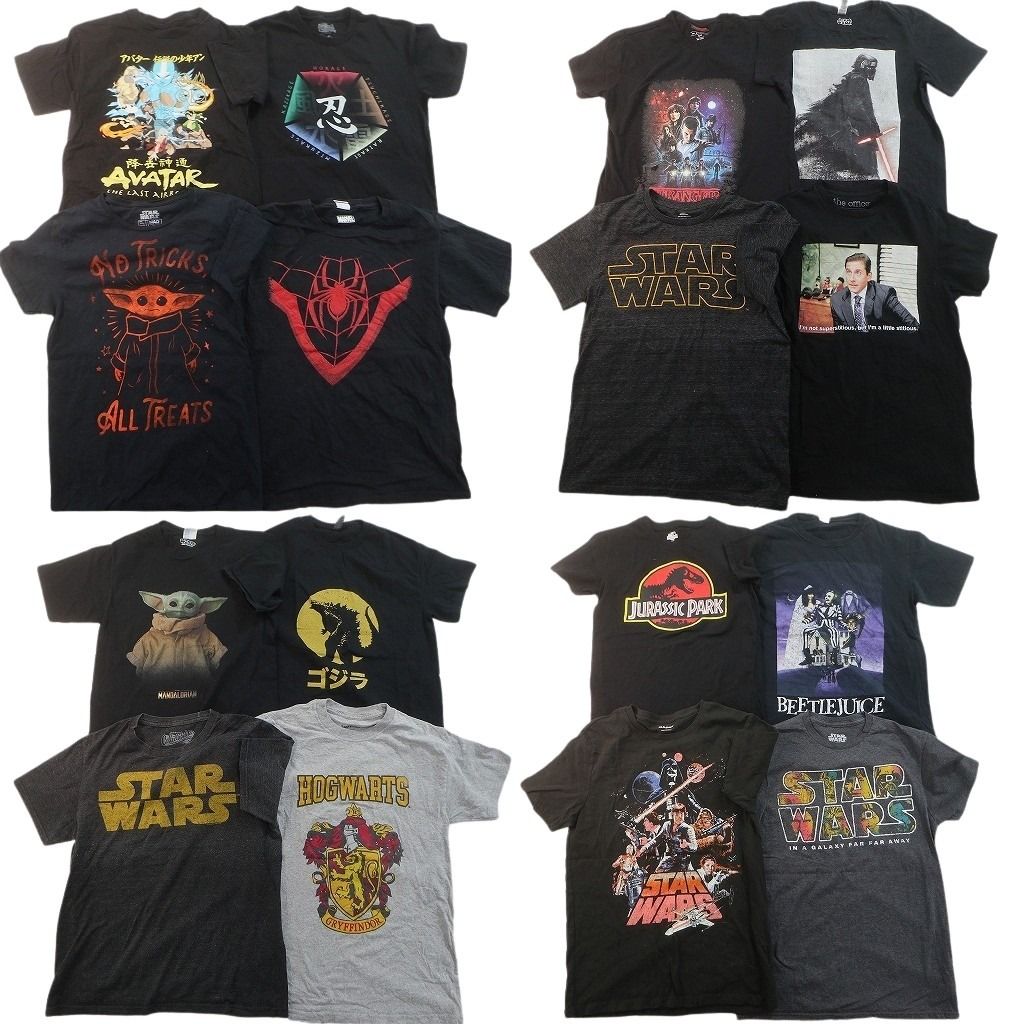 古着卸 まとめ売り 映画・ドラマ Tシャツ 16枚セット ( メンズ S ) マーベル スターウォーズ ゴジラ ハリーポッター 中古 古着 NE7509