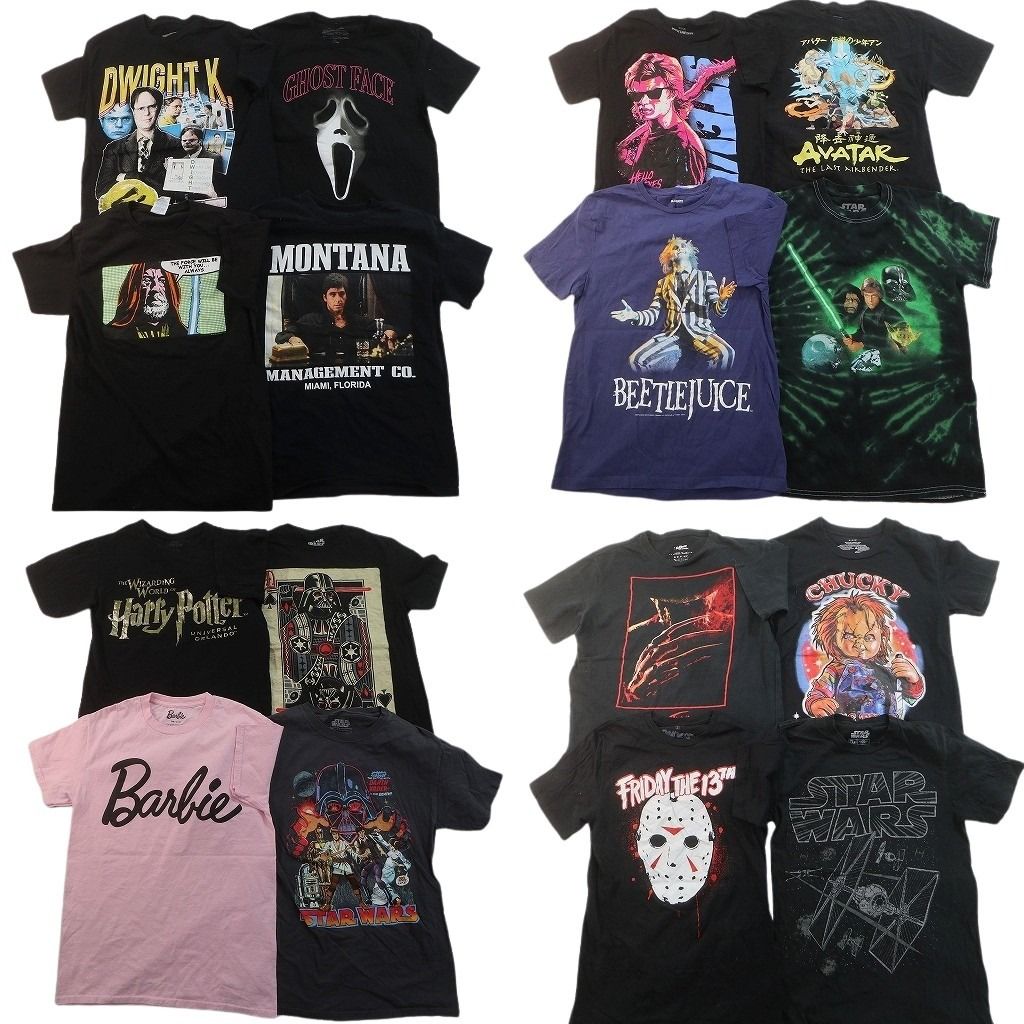 古着卸 まとめ売り 映画・ドラマ Tシャツ 16枚セット ( メンズ S ) ホラー ゴーストフェイス チャッキー 人物 中古 古着 NE7510