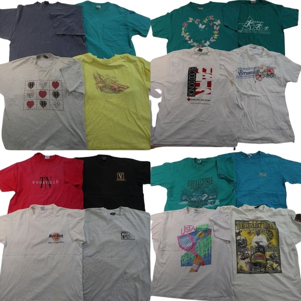 古着卸 まとめ売り シングルステッチ Tシャツ 16枚セット ( メンズ XL ) ポケット付き 企業 ハードロックカフェ 中古 古着 NE7512