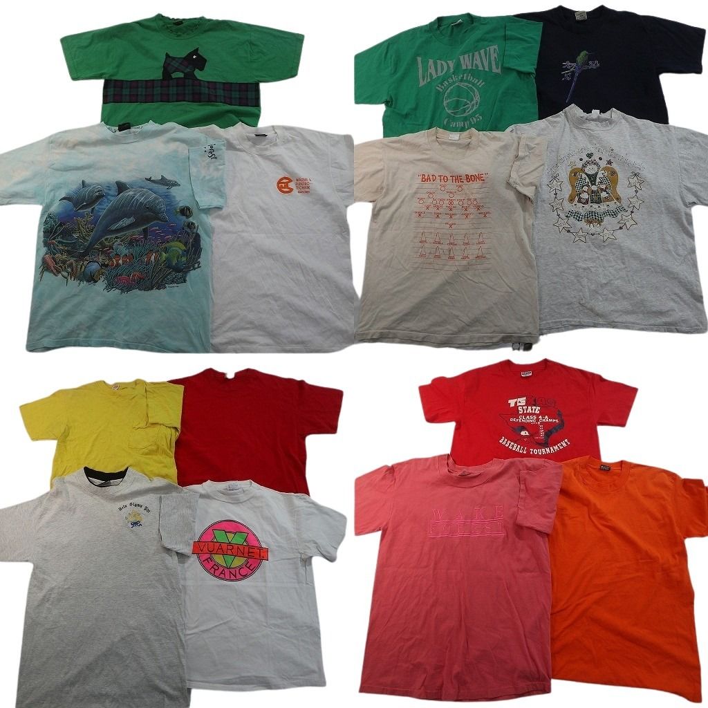 古着卸 まとめ売り シングルステッチ Tシャツ 14枚セット ( メンズ L ) アニマル 動物 大判プリント ワンポイント 中古 古着 NE7513