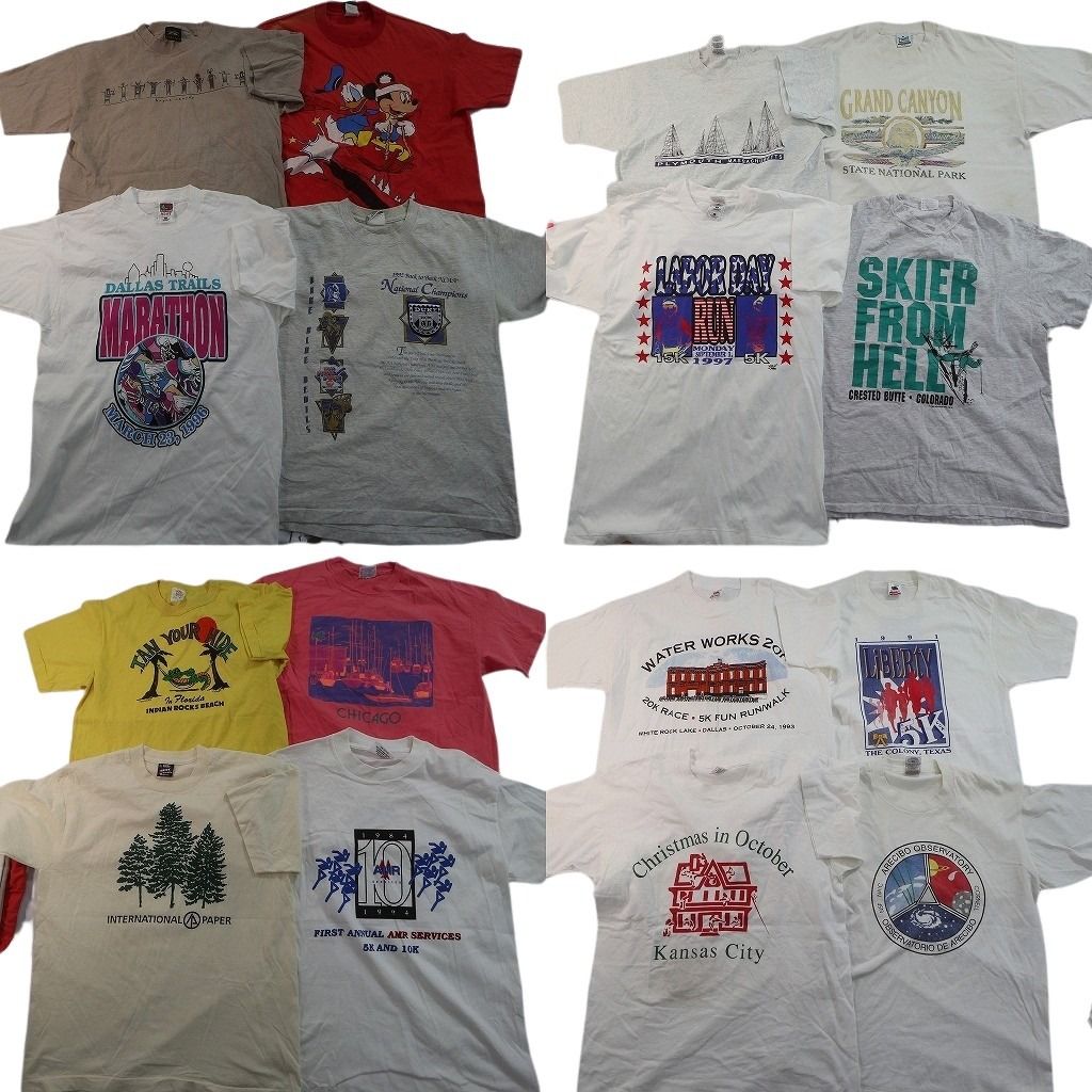 古着卸 まとめ売り シングルステッチ Tシャツ 16枚セット ( メンズ L ) ディズニー キャラクター ミッキー 中古 古着 NE7517