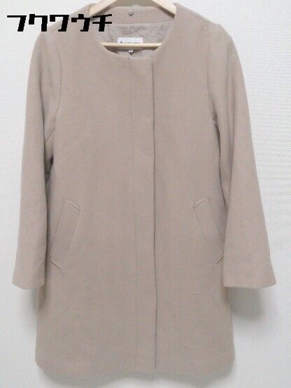 ■ GLOBAL WORK グローバルワーク 長袖 ノーカラー コート Sサイズ ピンクベージュ レディース 【中古】 【1002798758711】