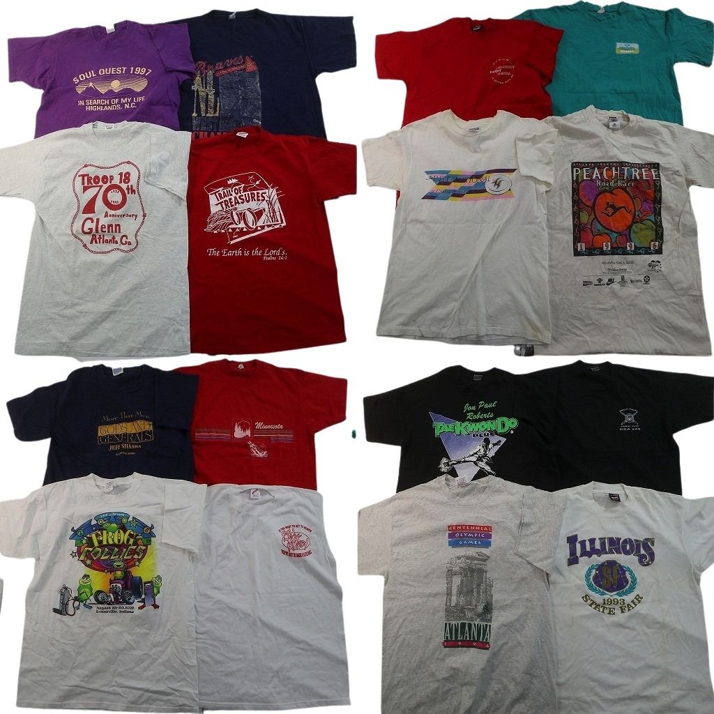 古着卸 まとめ売り シングルステッチ Tシャツ 16枚セット ( メンズ L ) フルーツオブザルーム ワンポイント 英文字プリント 中古 NE7518