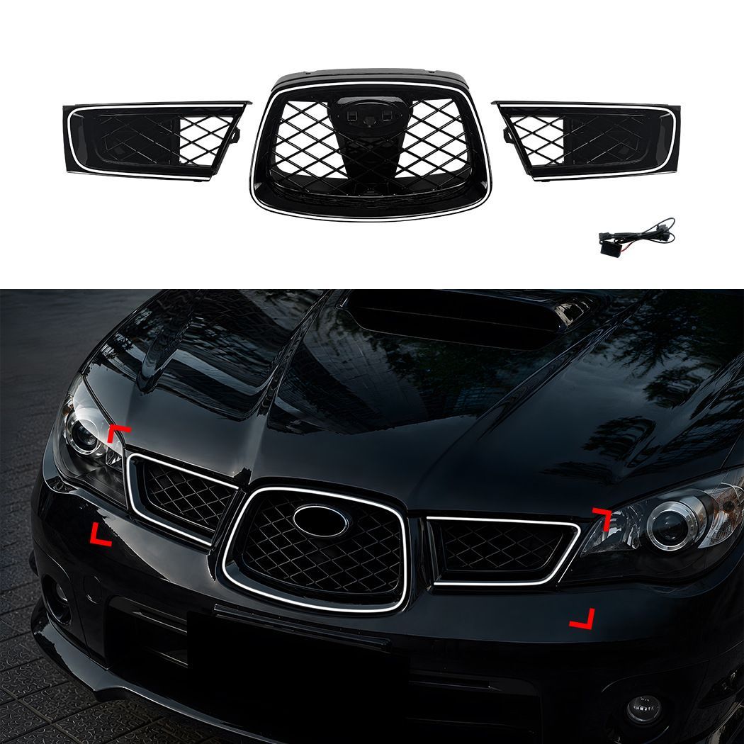 【送料無料】スバル インプレッサ WRX STI (Subaru Impreza WRX STI) 2006-2007 前期 専用 LED発光フロントグリル イルミネーショングリル 高輝度 夜間視認性アップ スポーティ ドレスアップ カスタム