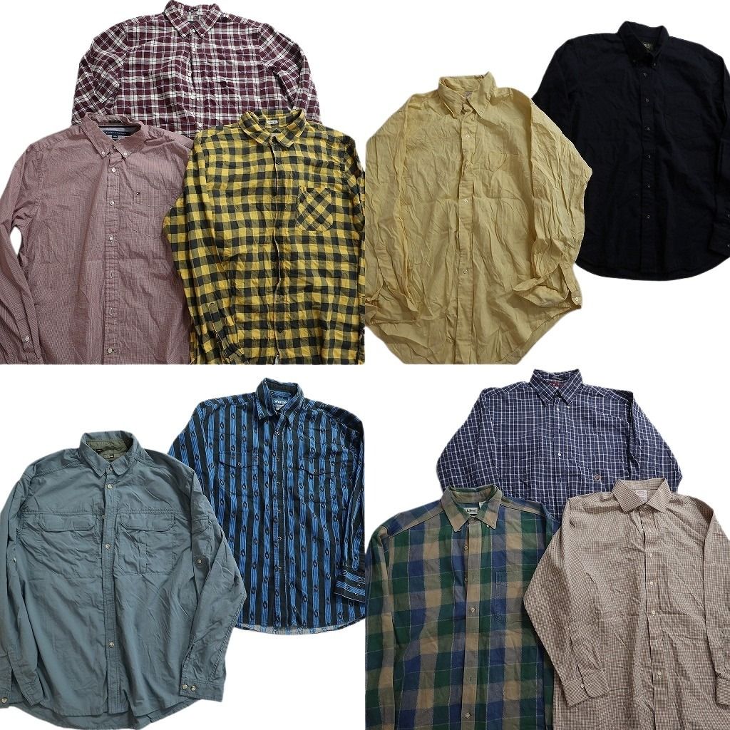 古着卸 まとめ売り ブランド 長袖シャツ 10枚セット ( メンズ L ) トミー フラッグタグ ラングラー エディーバウアー 中古 古着 NE7613