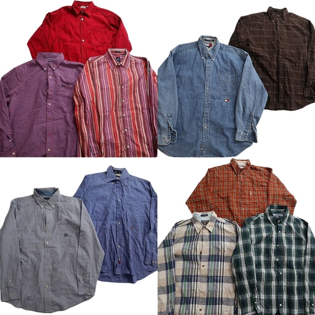 古着卸 まとめ売り ブランド 長袖シャツ 10枚セット ( メンズ L ) コロンビア チャップス GAP トミー フラッグタグ 中古 古着 NE7614
