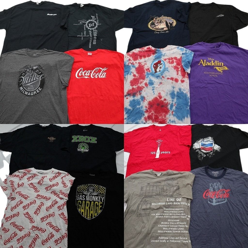 古着卸 まとめ売り 企業 Tシャツ 16枚セット ( メンズ 2XL ) コカ・コーラ ハードロックカフェ ガスモンキー バッキーズ 中古 古着 NE7624