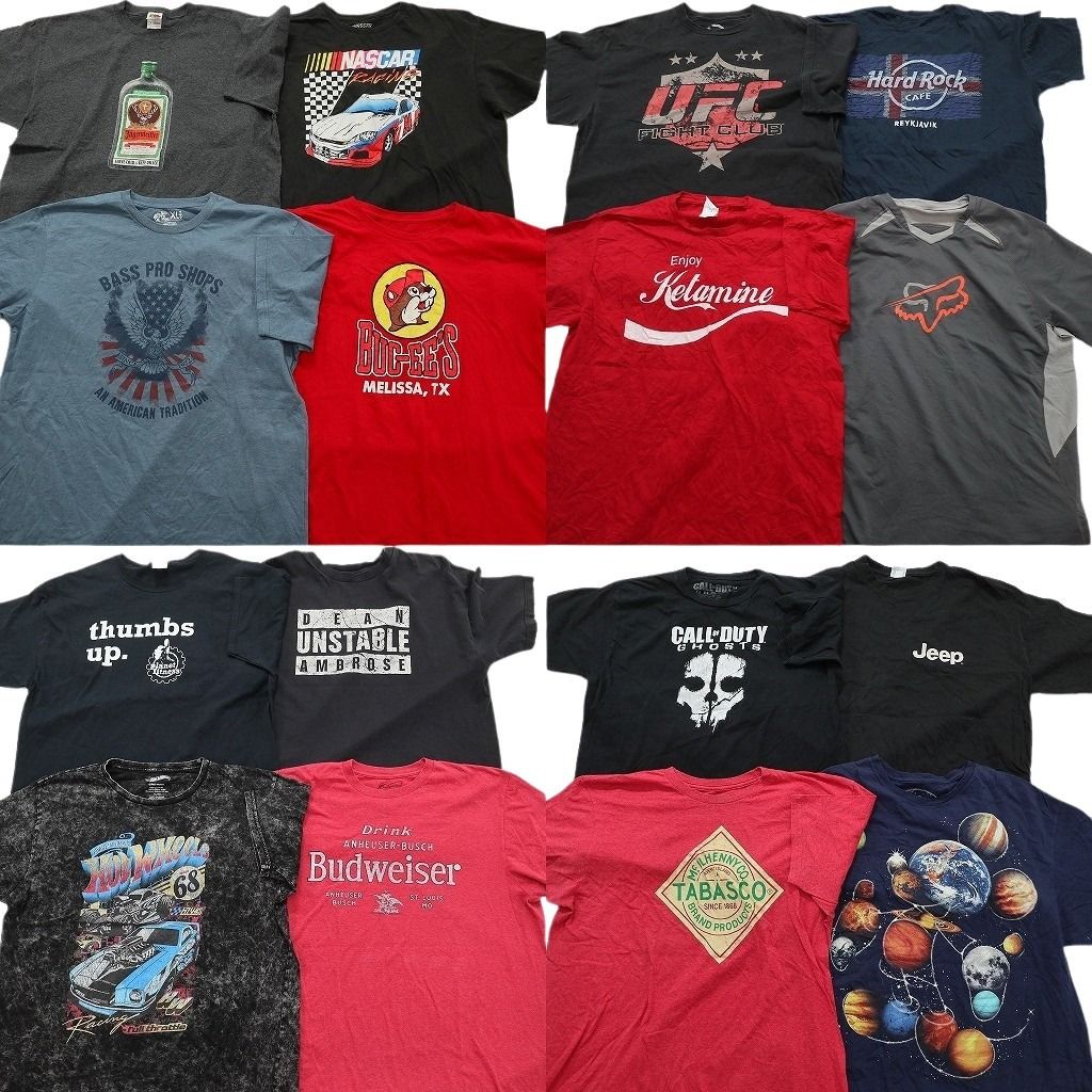 古着卸 まとめ売り 企業 Tシャツ 16枚セット ( メンズ XL ) NASCAR バッキーズ コールオブデューティー JEEP 中古 古着 NE7626
