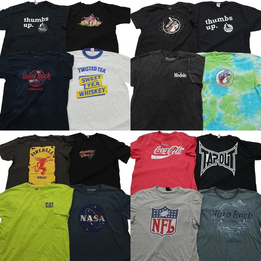 古着卸 まとめ売り 企業 Tシャツ 16枚セット ( メンズ XL ) NFL ハードロックカフェ コカ・コーラ NASA バッキーズ 中古 古着 NE7629
